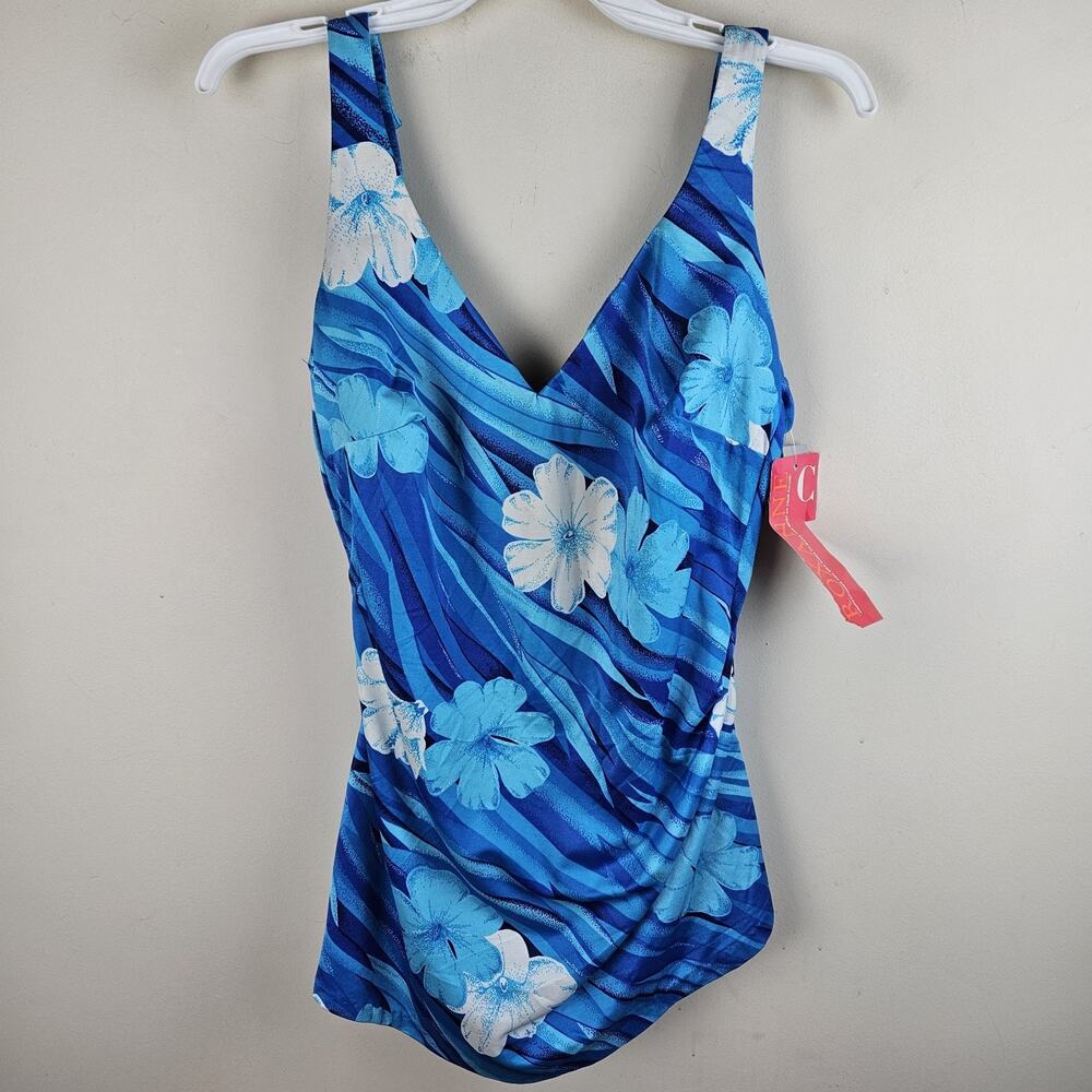 VTG Swimsuit 60s 70s Floral One Piece Bathing Suit Perfection Fit by Roxanne 44C